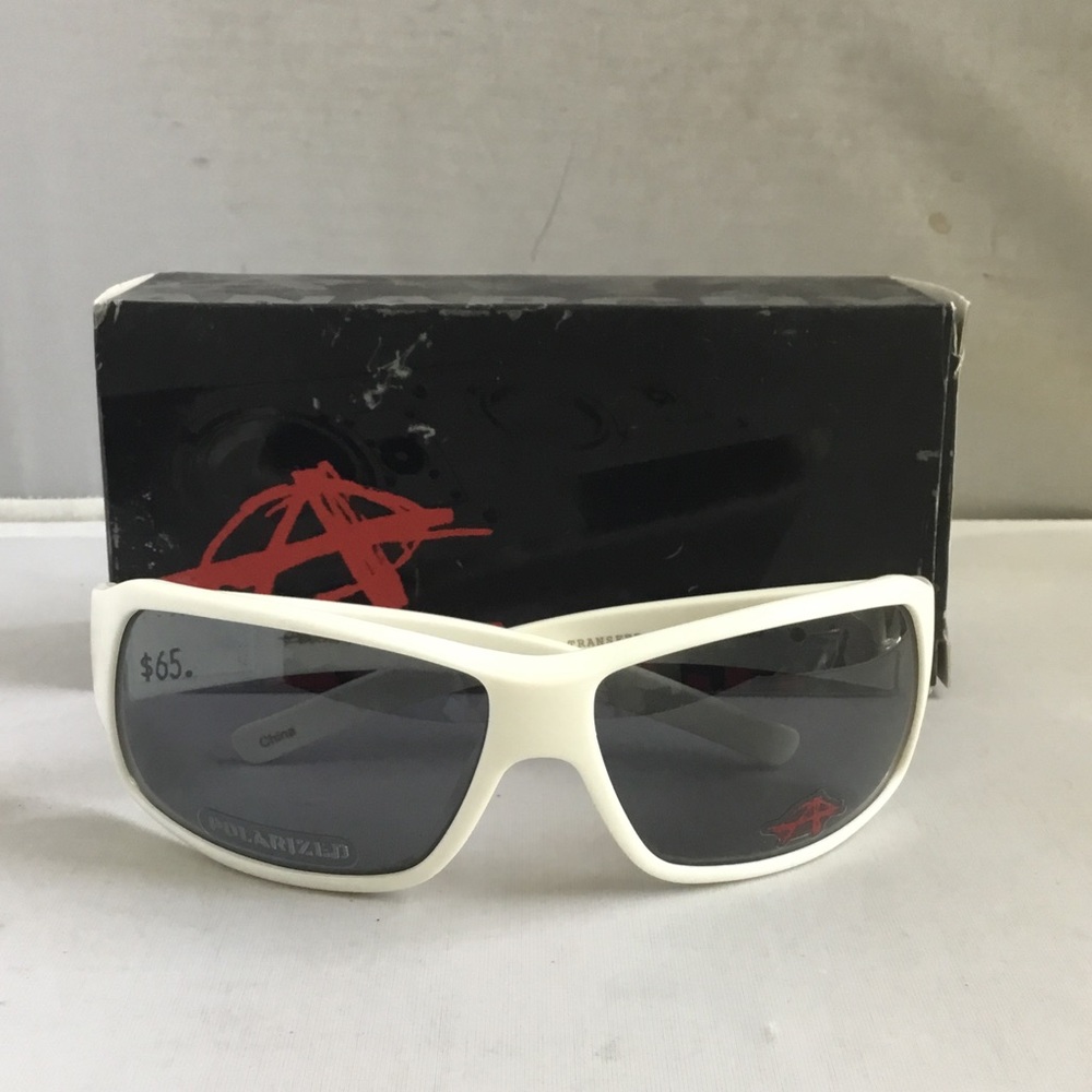 Anarchy White Polarized Men’s Sunglasses with Dark Lenses